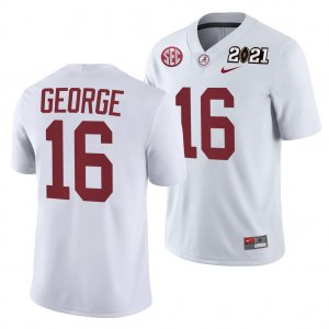 Men's Alabama Crimson Tide #16 Jayden George 2021 Rose Bowl Champions White NCAA Playoff Away College Football Jersey 2403HYXL3